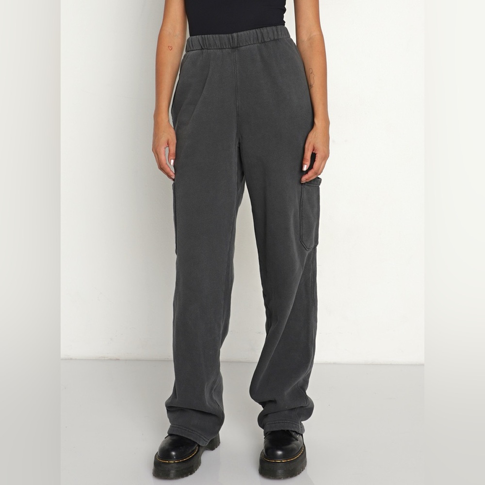 Joah brown grey cargo flare sweatpant m/l nwt